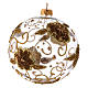 Transparent blown glass Christmas ball with gold flower decoration 10 cm s2