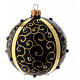 Christmas ball in black glass with golden doodles 100 mm s1