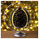 Black blown glass ball with gold glitter design and gems 10 cm s2