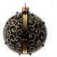 Black blown glass ball with gold glitter design and gems 10 cm s3