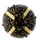 Black blown glass ball with gold glitter design and gems 10 cm s4