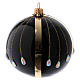 Bola de Natal vidro preto linhas verticais douradas e gotas de brilhantes 100 mm s1