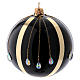 Bola de Natal vidro preto linhas verticais douradas e gotas de brilhantes 100 mm s2