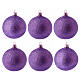 Christmas balls in fuchsia blown glass with glitter 80 mm 6 pieces s1