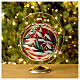 Christmas ball 150 mm in blown glass with winter landscape on red background s4