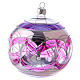 Weihnachtskugel aus transparentem Glas mit pinken und silbernen Verzierungen 100 mm s1