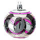 Christmas ball 100 mm in transparent fuchsia glass with silver decoration s3