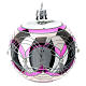 Christmas ball 100 mm in transparent fuchsia glass with silver decoration s4