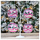 Bola árbol Navidad 100 mm transparente fucsia motivos plateados vidrio soplado s2