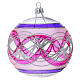 Boule de Noël 100 mm transparente fuchsia décorations argentées verre soufflé s3