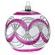 Transparent fucsia blown glass ball glitter swirls 10 cm s1