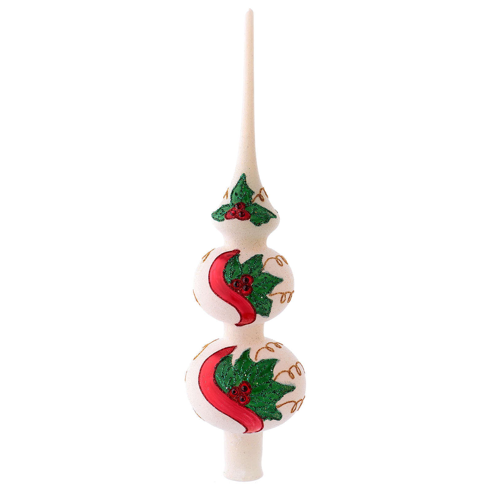 Christmas tree topper in white blown glass with mistletoe 36 online