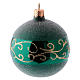 Christmas balls in green blown glass with golden decorations 80 mm 6 pieces s2