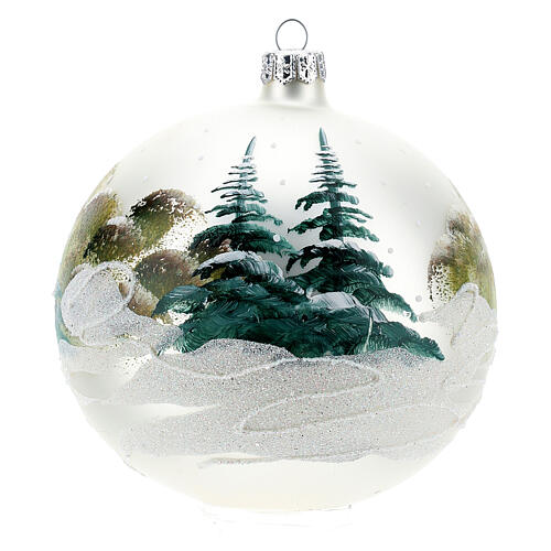 Weihnachtsbaumkugel aus mundgeblasenem Glas Motiv winterliches Alpendorf 120 mm 5