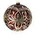 Christmas ball in blown glass 200 mm, red with golden flower decoration s2