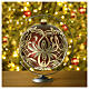 Christmas ball in blown glass 200 mm, red with golden flower decoration s4