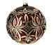 Christmas ball in blown glass 200 mm, red with golden flower decoration s6