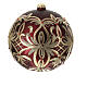 Bola Navidad vidrio soplado 200 mm roja motivos flores doradas s1