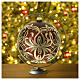 Bola Natal vidro soprado 200 mm vermelha motivo floral dourado s2
