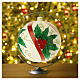 Christmas ball in blown glass 200 mm, cream coloured with holly decoration s3