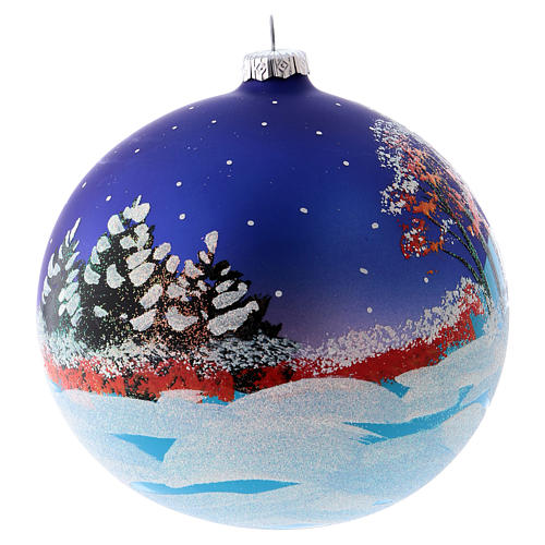 Weihnachtsbaumkugel aus mundgeblasenem Glas Motiv nächtliche Winterlandschaft 150 mm 6