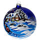 Christmas ball in blown glass 150 mm, snowy landscape at night s4