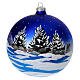 Christmas ball in blown glass 150 mm, snowy landscape at night s5