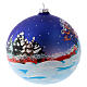 Boule sapin Noël 150 mm verre soufflé paysage nocturne avec neige s6