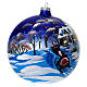 Boule sapin Noël 150 mm verre soufflé paysage nocturne avec neige s3