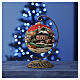 Boule Noël 200 mm village nordique enneigé ciel rouge verre soufflé s2