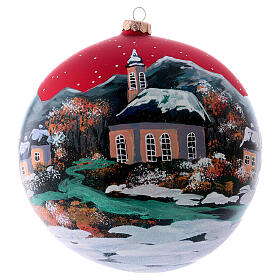 Christmas Ornament 200 mm Nordic Country snow-covered red sky blown glass
