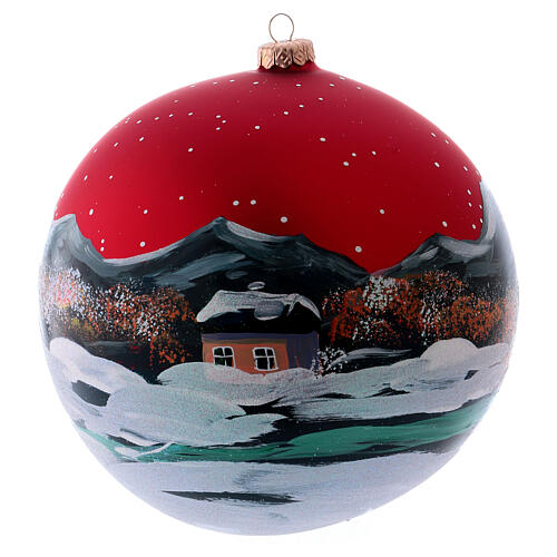Christmas Ornament 200 mm Nordic Country snow-covered red sky blown glass 3