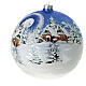 Christmas ball in blown glass 200 mm, snowy Scandinavian landscape s1