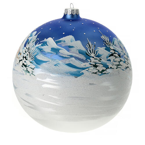 Boule Noël 200 mm paysage scandinave enneigé verre soufflé 4