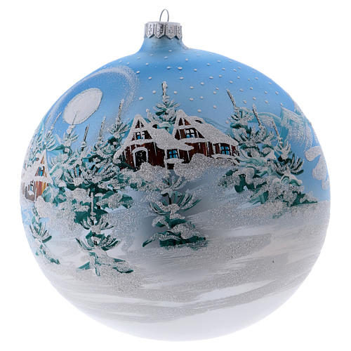 Christmas Ball 200mm Scandinavian Country snow-covered blown glass 2
