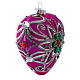 Christmas ball in pink blown glass 100 mm, heart-shaped and with silver coloured decorations s2