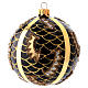 Christmas ball in black blown glass 100 mm, various golden decorations s1
