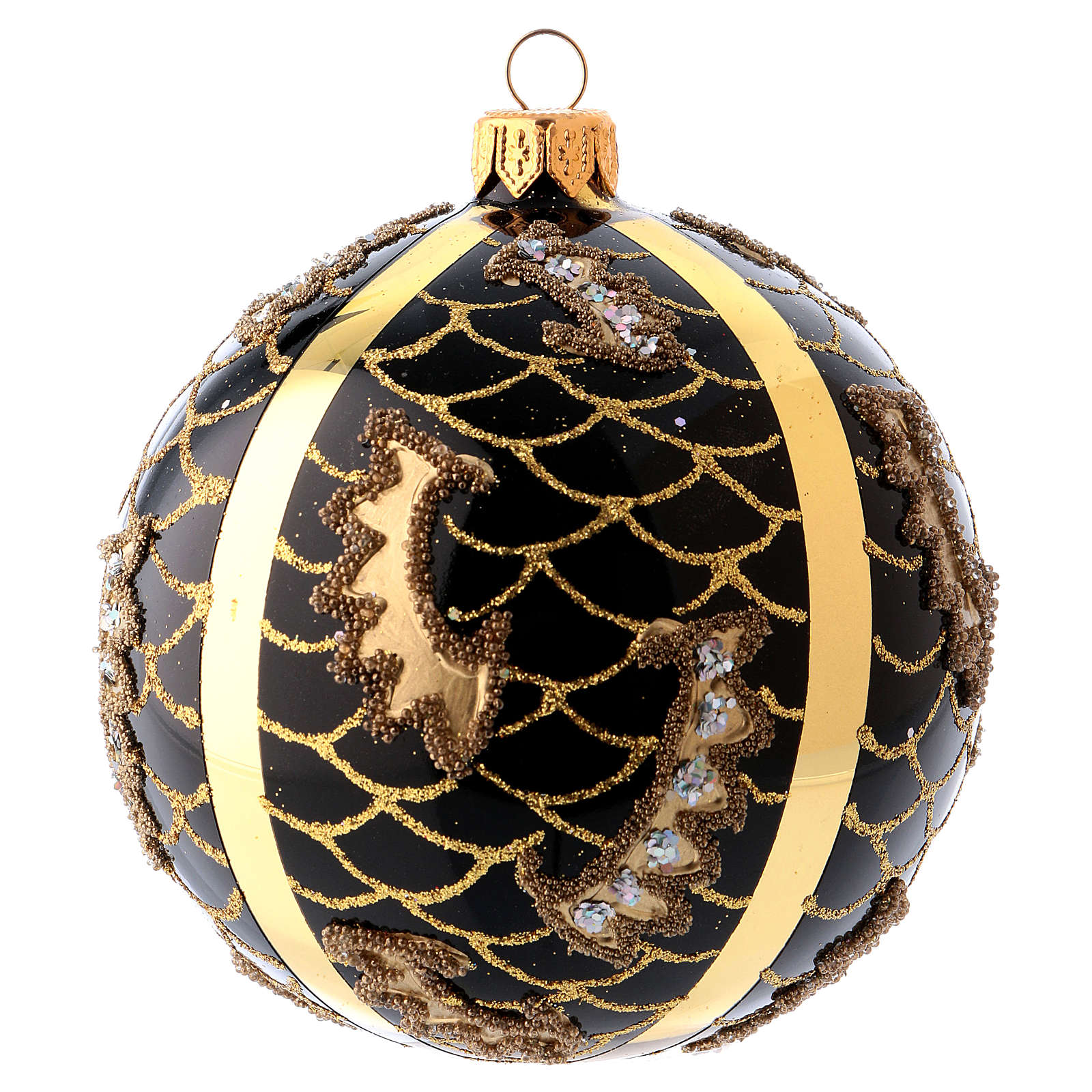 Boule de Noël en verre soufflé 100 mm noir décorations | vente en ligne