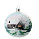 Weihnachtsbaumkugel matt aus mundgeblasenem Glas 100 mm Motiv winterliches Dorf s2
