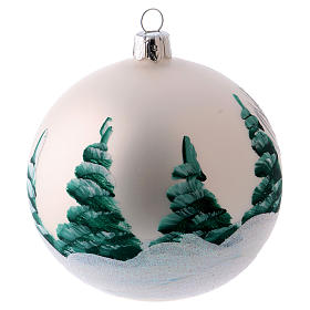 Bolas de Natal: Bola árvore Natal opaca vidro soprado 100 mm aldeia de inverno nevada