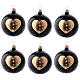 Black blown glass christmas balls 8 cm, golden hearts and stars, set of 6 s1