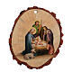 Round wooden Christmas ornament, Nativity scene with Baby Jesus s1