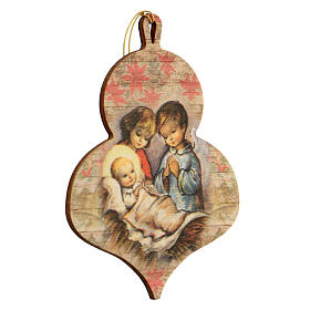 Décoration de Noël bois façonné Enfants en adoration