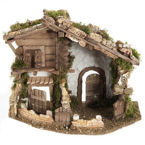Nativity scene accessory, cabin-style hut, 28x38x30cm 1
