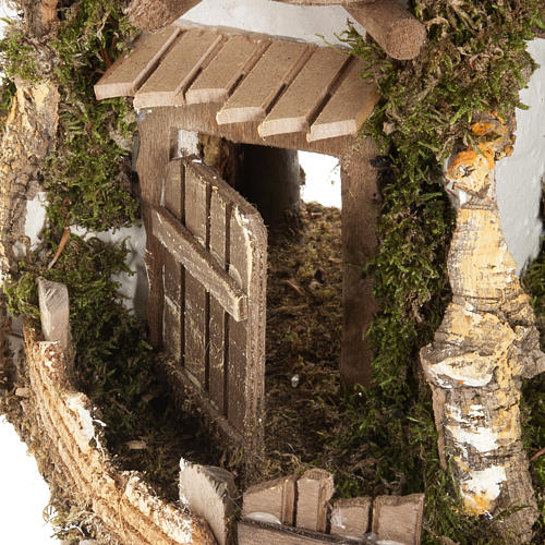 Nativity scene accessory, cabin-style hut, 28x38x30cm 2