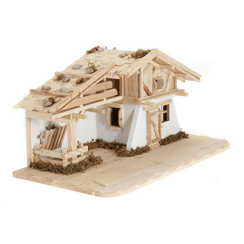 Nativity scene accessory, hut, natural wood, 60x30x30 cm 2