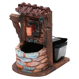 Nativity accessory, water fountain with bricks 9x7x10 cm