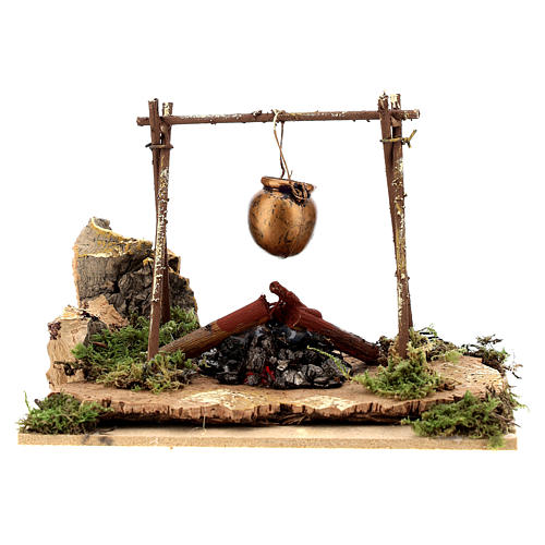 Nativity accessory, bonfire with pot, battery-powered 1