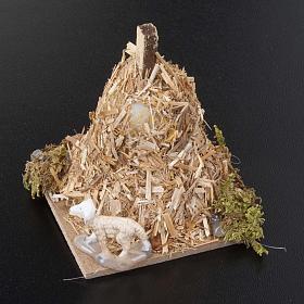 Nativity scene figurine, sheep and sheaf of straw 6cm