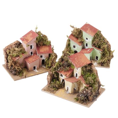 Nativity setting, houses in assorted colours 10x6cm 1